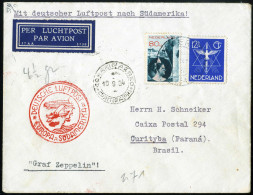 Cover 1934, "7. Südamerikafahrt 1934", 2 Briefe Nach Sao Paulo Und Curityba, Frankiert über 92½ C., Mi. 394 Mit Zuleitun - Other & Unclassified