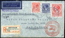 Cover 1934/35, "9. Südamerikafahrt 1934 Und 7. Südamerikafahrt 1935", 2 Briefe Von Amsterdam Nach Sao Paulo, Eingeschrie - Other & Unclassified