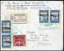 Cover 1931, "2. Südamerikafahrt 1931", Eingeschriebener Brief Von Paraguay Nach Frankfurt A.d. Oder Frankiert über 20,75 - Paraguay