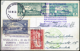 Cover 1933, "Chicagofahrt 1933", Zeppelinkarte Und Eingeschriebener Brief Von Paraguay Nach Friedrichshafen Bzw. Frankfu - Paraguay