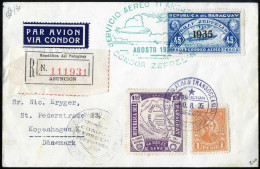 Cover 1935, "10. Südamerikafahrt 1935", Eingeschriebener Brief Von Paraguay Nach Kopenhagen Frankiert über 47,50 $. Mit  - Paraguay