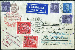 Cover 1934, "8. Südamerikafahrt-1934", Brief Von Budapest Nach Rio De Janeiro, Frankiert über 4,88 P., Mi. 401 Mit Zulei - Other & Unclassified