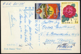 Cover 1952/82, Brief Von Pyongyang Nach Padua Frankiert Mit Mi. 185E,208 Paar, Dazu Ansichtskarte Frankiert Mit Nicht Ve - Corea Del Norte