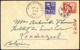 Cover 1950, Ganzsache Von Südkorea Mit Werteindruck 5 C.N Rot Mit Zusatzfrankarur USA 3 Cts. Dunkelviolett Vom 12.3.1950 - Corée Du Sud