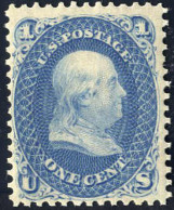 ** 1861, Benjamin Franklin, 1 C Blau Gezähnt 12 Ohne Waffeleinpressung, Postfrisch, Mi. 16 II / 320,- Für Gefalzt - Otros & Sin Clasificación