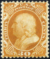 (*) 1875, 30 C Gelborange, Gezähnt Ohne Gummi Wie Verausgabt, Zwei Atteste PF, Mi. 14 ND / 3200,- - Andere & Zonder Classificatie