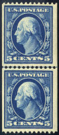 **/pair 1909, George Washington, Linienpaar 5 C Blau Waagrecht Gezähnt, Postfrisch, 3 Atteste (2xPF, 1xPSE) Mi. 166 X Fx - Andere & Zonder Classificatie