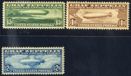 **/* 1930, Graf Zeppelin, Komplette Serie 3 Werte, 1,30 $ Postfrisch, Die Anderen Mit Winzigen Falzspuren, Signiert Bola - Sonstige & Ohne Zuordnung