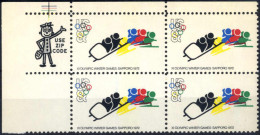** 1972, 8 C. Bobsport, Rand-Viererblock Mit Der Abart "gelbe, Rote Und Grüne Farbe" Nach Unten Verschoben, Postfrisch;  - Autres & Non Classés
