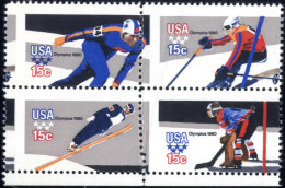 **/bof 1980, Ausgabe Zu Den Olympischen Winterspielen In Lake Placid, Postfrischer Viererblock Mit Der Abart "stark Vers - Andere & Zonder Classificatie