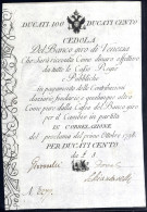1798, Lombardo-Veneto, Cedola Per 100 Ducati Von Venedig Vom 1.10., Unzirkuliert, Richter 502 - Andere & Zonder Classificatie