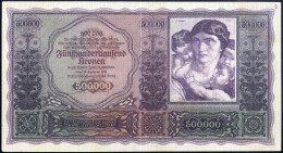 500000 Kronen, 1922, Vz (senkrecht Gefaltet), Richter 219 / R! - Autriche