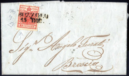 Cover Bozzolo, SD Punti 6, Lettera Del 15.12.1850 Per Brescia Affrancata Con 15 Cent. Rosso Vermiglio Intenso I Tipo Car - Lombardy-Venetia