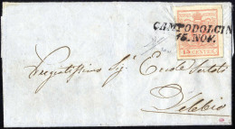 Cover Campodolcino, (SI Punti 10), Lettera Del 15.11.1857 Per Delebio Affrancata Con 15 Cent. Rosso Vermiglio Chiaro III - Lombardije-Venetië