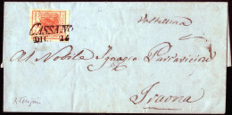 Cover Cassano, (SI Lg. Punti 7), Lettera Del 24.12 Per Belgiojoso Affrancata Con 15 Cent. Rosa II Tipo Carta A Mano, Sas - Lombardo-Venetien