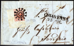 Cover Chiavenna, (M Punti R5) Lettera Del 23.12 Per Sondrio Affrancata Con 15 Cent. Rosso I Tipo Carta A Mano, Angolo Di - Lombardy-Venetia