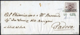 Cover Codroipo, (SI Azzurro Punti R3) Lettera Del 10.6.1850 Decimo Giorno D'uso Per Padova Affrancata Con 30 Cent. Bruno - Lombardy-Venetia