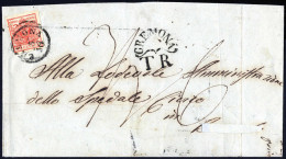 Cover Cremona T.R., (Punti 10), Lettera Del 5.10.1853 Per Pozzolo (indirizzo Ritagliato) Affrancata Con 15 Cent. Rosso I - Lombardy-Venetia