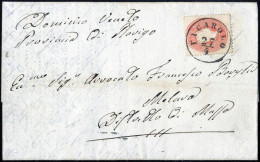 Cover Ficarolo, (C1 Punti 6) Lettera Del 27.4.1863 Per Melava Affrancata Con 5 S. Rosso, Sass. 33 / 515,- - Lombardo-Venetien