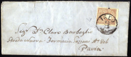 Cover Iseo, (CO Punti 10) Lettera Del 19.12.1858 Per Pavia Affrancata Con 10 S. Bruno I Tipo, Cert. Enzo Diena, Sass. 26 - Lombardy-Venetia