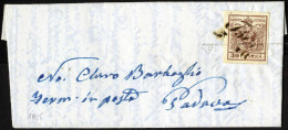 Cover Iseo, (Cor. Punti 5) Lettera Del 6.12.1855 Per Padova Affrancata Con 30 Cent. Bruno Carta A Mano, Sass. 8 / 400,- - Lombardy-Venetia