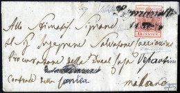 Cover Legnanello, (Cor. Punti R3) Lettera Del 11.9.1851 Per Milano Affrancata Con 15 Cent. Rosso I Tipo Prima Tiratura C - Lombardije-Venetië