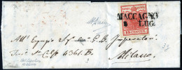 Cover Maccagno, SD Punti 13, Lettera Del 8.7 Per Milano Affrancata Con 15 Cent. Rosso Vermiglio Intenso I Tipo Carta A M - Lombardo-Venetien