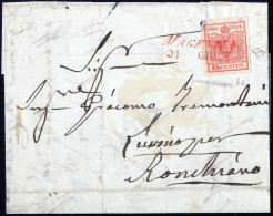 Cover Magenta, (SI Rosso Punti R4) Lettera Del 21.6.1850 Ventunesimo Giorno D'uso Per Ronchiano Affrancata Con 15 Cent.  - Lombardy-Venetia