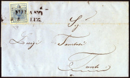 Cover Milano, (SD (II) Punti 6), Lettera Del 9.7.1850 Per Trento Affrancata Con 45 Cent. Azzurro Chiaro I Tipo Prima Tir - Lombardo-Venetien