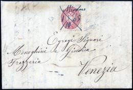 Cover Mirano, A Penna Punti 11, Lettera Del 1.10.1865 Per Venezia Affrancata Con 5 S. Rosa Dent. 9½, Firmata Fiecchi E R - Lombardo-Venetien