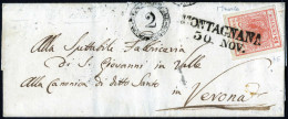 Cover Montagnana, (SD Punti 6), Lettera Del 30.11 Per Verona Affrancata Con 15 Cent. Rosa I Tipo Carta A Mano, Sass. 3 / - Lombardo-Venetien