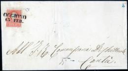 Cover Oggiono, (SD Punti 13), Lettera Del 13.2.1859 Per Cantù Affrancata Con 5 S. Rosso I Tipo, Cert. Enzo Diena, Ex Pro - Lombardo-Vénétie