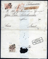 Cover Palma, (SD Nero E RACC. Rosso Punti 4+11), Lettera Raccomandata Del 8.4.1857 Per Triest Affrancata Con 15 Cent. Ro - Lombardy-Venetia