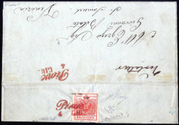 Cover Piove, (Cor. Rosso Punti R2) Lettera Del 4.6.1850 Quarto Giorno D'uso Per Venezia Affrancata (irregolarmente Sul V - Lombardije-Venetië