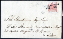 Cover Pizzighettone, (SD Lg. Punti 11), Lettera Del 13.9.1850 Per Lodi Affrancata Con 15 Cent. Rosso I Tipo Prima Tiratu - Lombardo-Vénétie