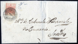 Cover Ponte Di Valtellina, (C4 Punti 9), Lettera Del 3.1.1857 Per Sondrio Affrancata Con 15 Cent. Rosa Chiaro III Tipo C - Lombardije-Venetië