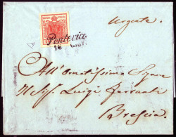 Cover Pontevico, (Cor. Punti 9), Lettera Del 16.1.1851 Per Brescia Affrancata Con 15 Cent. Rosso I Tipo Carta A Mano, Fi - Lombardije-Venetië