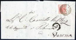 Cover Roverbella, (C4 Rosso Brunastro Punti 13) Lettera Del 5.11.1851 Per Verona Affrancata Con 15 Cent. Rosso II Tipo C - Lombardy-Venetia