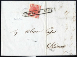 Cover Rovigo, (R51 Punti 8) Lettera Del 11.3.1851 Per Padova Affrancata Con 3 Kreuzer Rosso I Tipo Carta A Mano, Difetto - Lombardije-Venetië