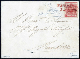 Cover Sabbionetta, (SD Rosso Punti R4) Lettera Del 22.6.1850 Ventiduesimo Giorno D'uso Per Mantova Affrancata Con 15 Cen - Lombardije-Venetië