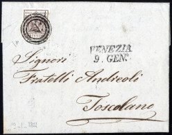 Cover Venezia, (M, SI. Punti 8) Lettera Del 9.1.1851 Per Toscolano Affrancata Con 30 Cent. Bruno I Tipo Prima Tiratura C - Lombardy-Venetia