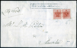 Cover Venezia, (SI Rosso Punti R2) Lettera Del 18.6.1850 Diciottesimo Giorno D'uso Per Monselice Affrancata Con Due 15 C - Lombardy-Venetia