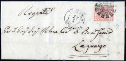 Cover Verona, (M, 2CO Punti 11) Lettera Del 17.1.1851 Per Legnago Affrancata Con 15 Cent. Rosso Vermiglio Chiaro I Tipo  - Lombardo-Vénétie