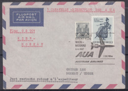⁕ Austria 1967 ⁕ Caravelle Direct Flight O S 901 Vienna - Moscow ⁕ Airmail Cover - Storia Postale