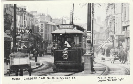 CARDIFF CAR NO 45 IN QUEEN STREET  PAMLIN PRINT - Glamorgan