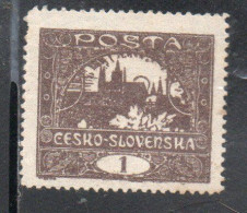 CZECH REPUBLIC REPUBBLICA CECA CZECHOSLOVAKIA CESKA CECOSLOVACCHIA 1919 1920 HRADCANY AT PRAGUE 1h MNH - Unused Stamps