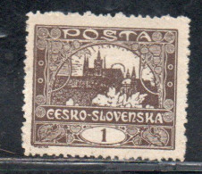 CZECH REPUBLIC REPUBBLICA CECA CZECHOSLOVAKIA CESKA CECOSLOVACCHIA 1919 1920 HRADCANY AT PRAGUE 1h MH - Ongebruikt