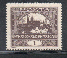 CZECH REPUBLIC REPUBBLICA CECA CZECHOSLOVAKIA CESKA CECOSLOVACCHIA 1919 1920 HRADCANY AT PRAGUE 1h MH - Unused Stamps
