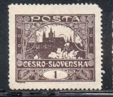 CZECH REPUBLIC REPUBBLICA CECA CZECHOSLOVAKIA CESKA CECOSLOVACCHIA 1919 1920 HRADCANY AT PRAGUE 1h MH - Ungebraucht