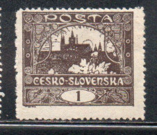 CZECH REPUBLIC REPUBBLICA CECA CZECHOSLOVAKIA CESKA CECOSLOVACCHIA 1919 1920 HRADCANY AT PRAGUE 1h MH - Unused Stamps